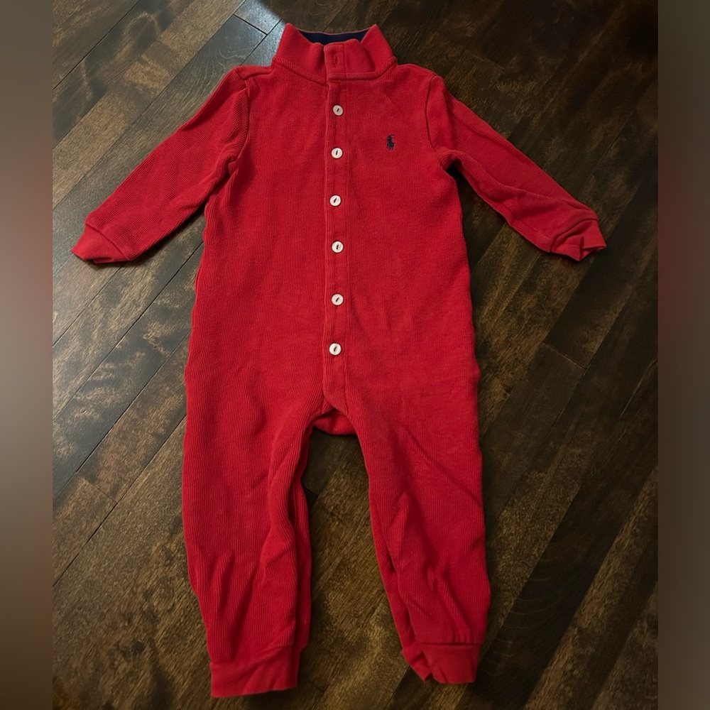 Ralph Lauren 18M red buttoned down onesie